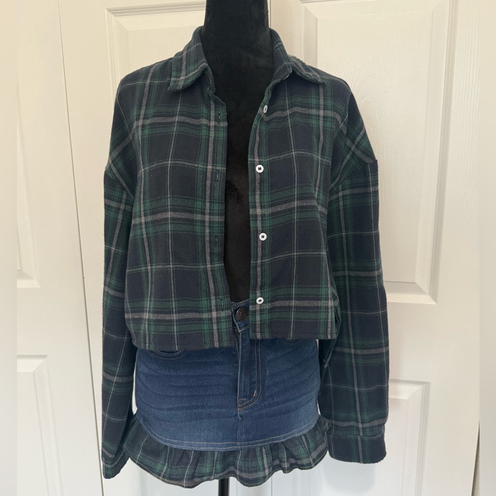 Denim Skirt & Crop Shirt Set